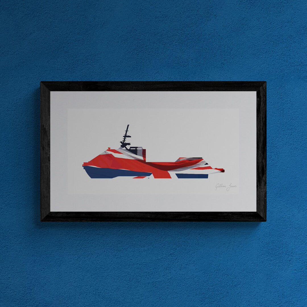 RNMBs Hebe, Hydra, Hazard, Halcyon, Hussar & Harrier Union Flag Print