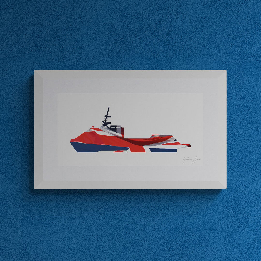 RNMBs Hebe, Hydra, Hazard, Halcyon, Hussar & Harrier Union Flag Print