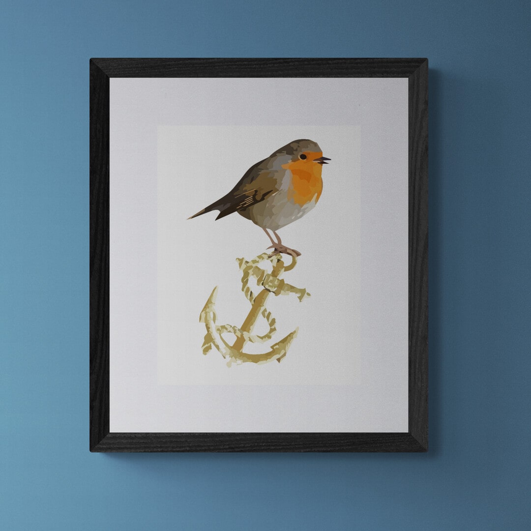 Robin and Anchor Print