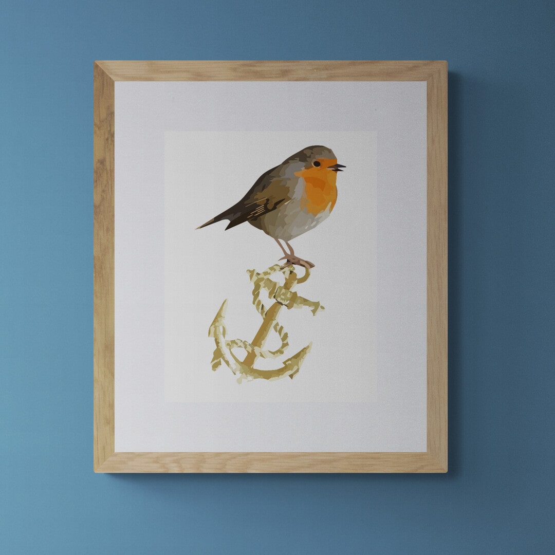 Robin and Anchor Print