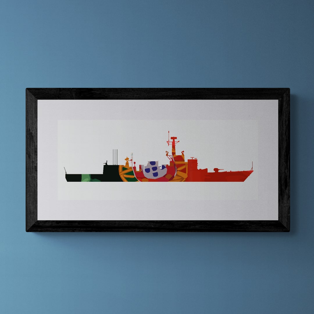 Bartolomeu Dias Class Frigate Portugese Flag Print