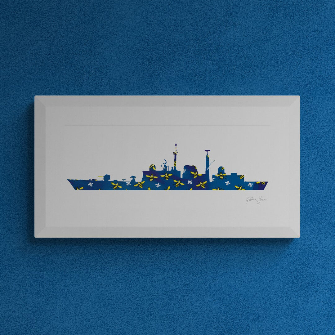 HMS Manchester (D95) Bees & Fleur de Lis Print