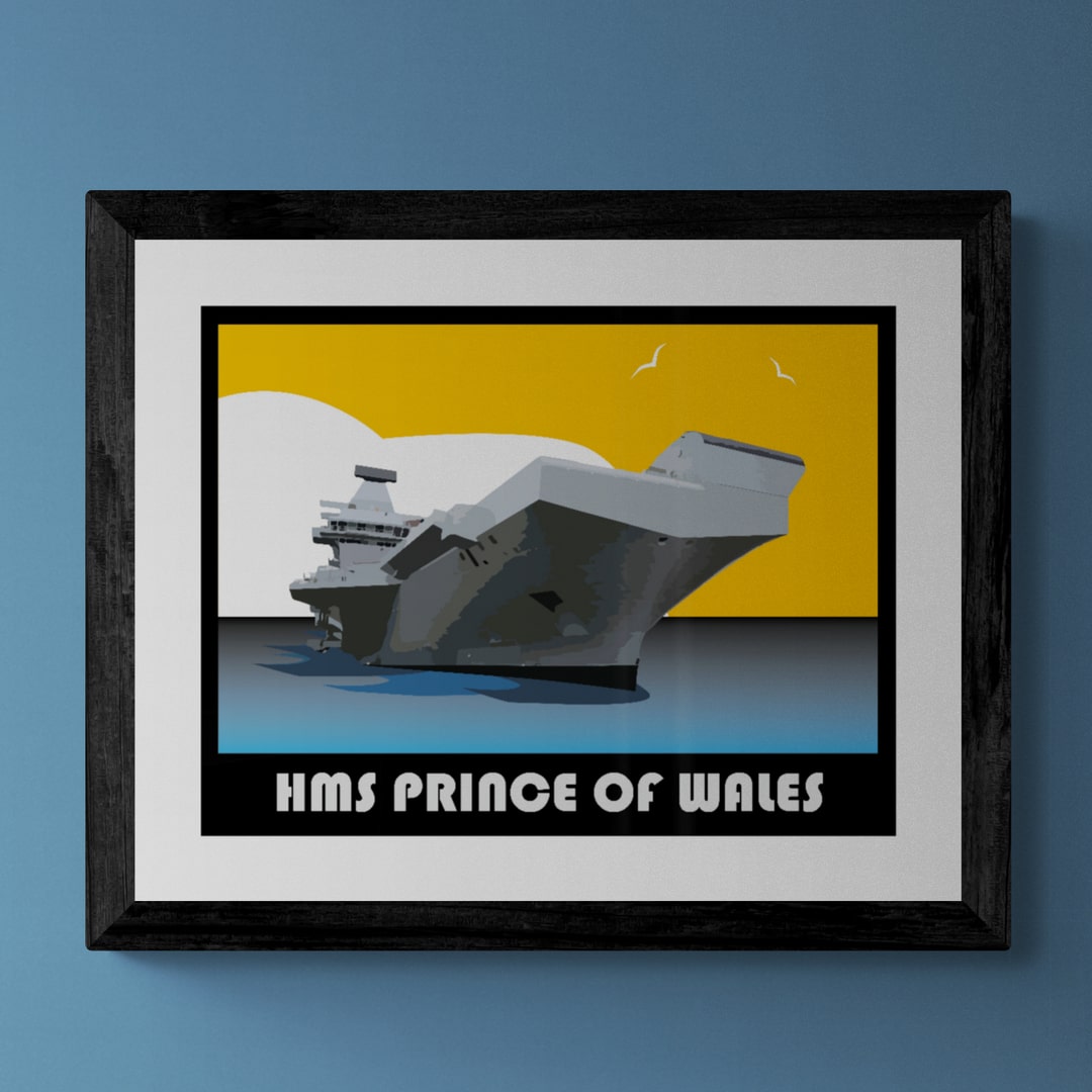Queen Elizabeth Class Aircraft Carrier Retro Print