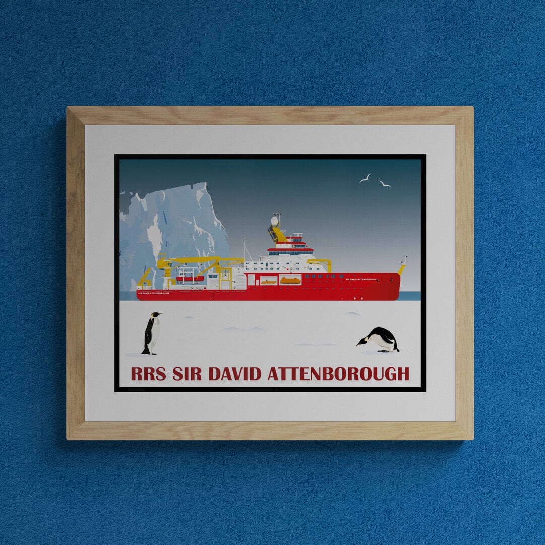 RRS Sir David Attenborough & The Penguins Print