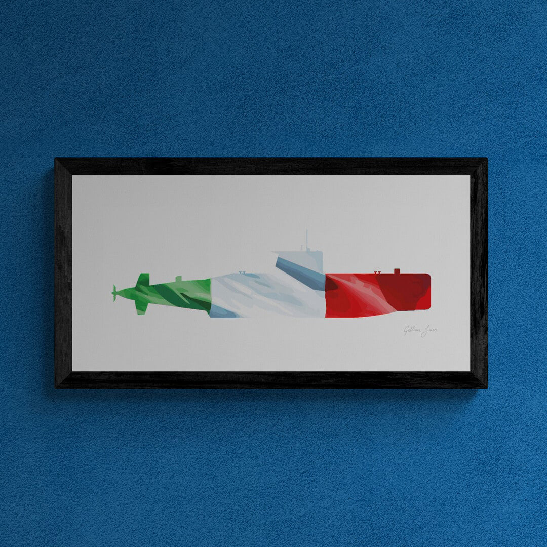 Sauro Class Submarine Italian Flag Print