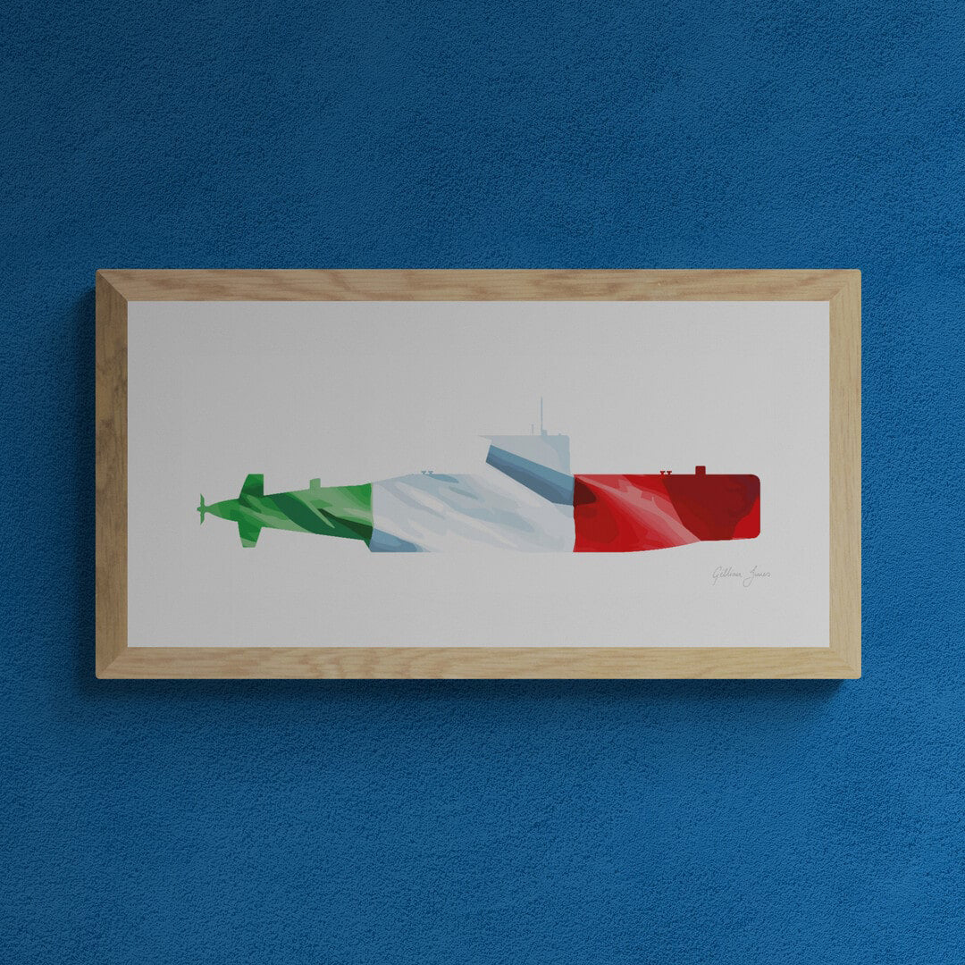 Sauro Class Submarine Italian Flag Print