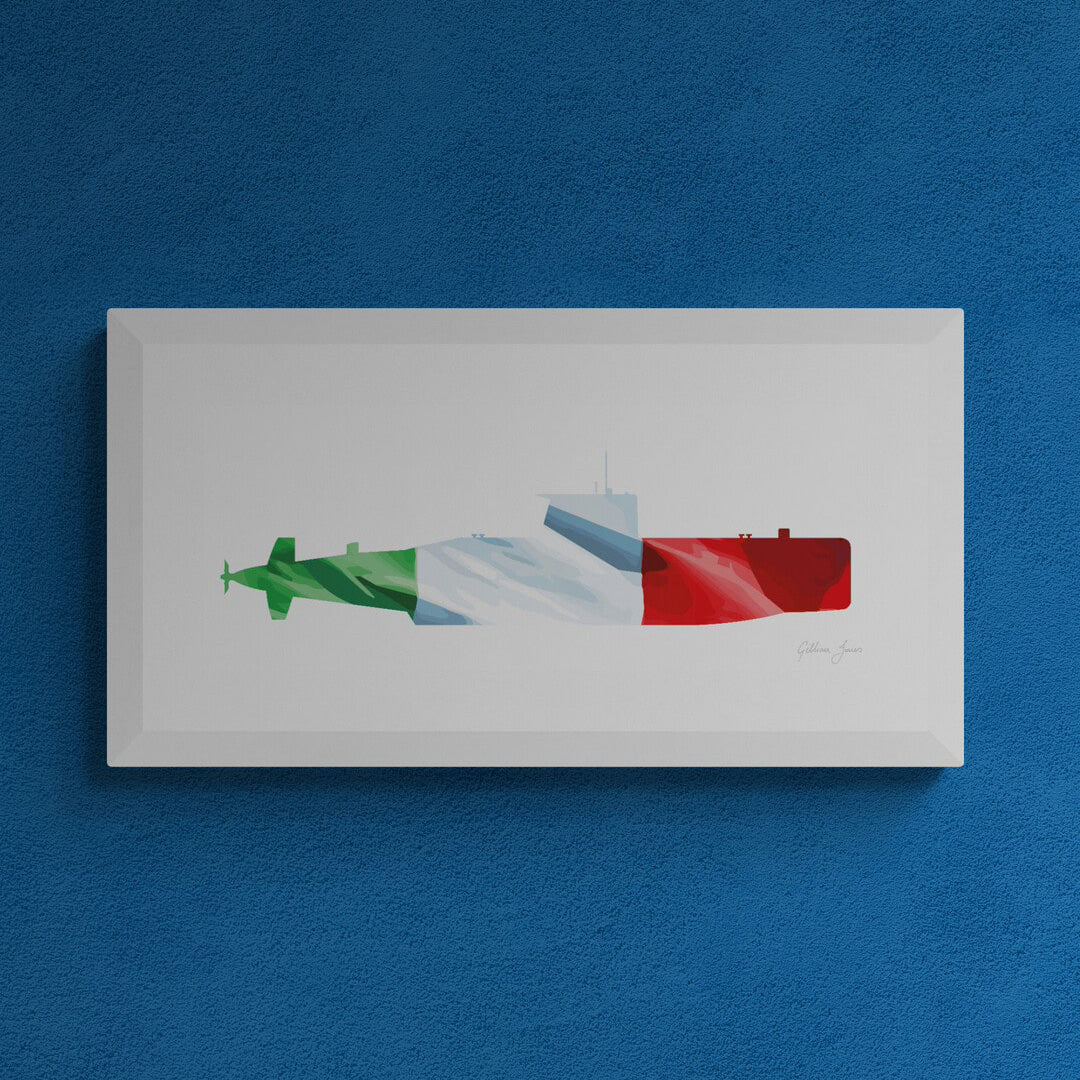 Sauro Class Submarine Italian Flag Print