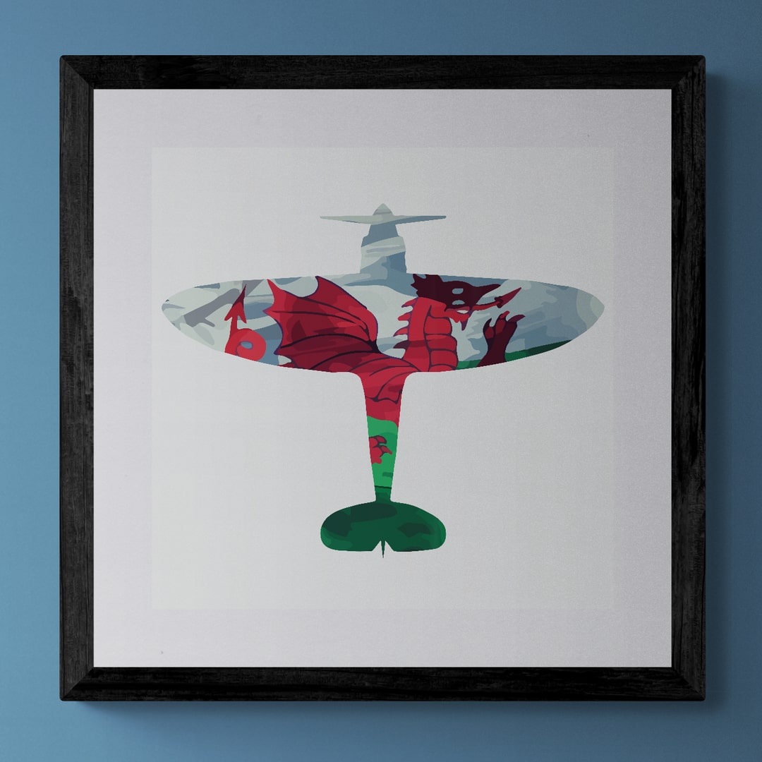 Spitfire Welsh Flag Print