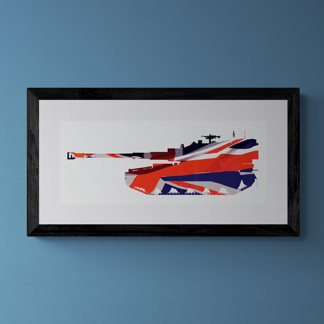 AS-90 Union Flag print by Gillian Jones. British Army self-propelled gun.