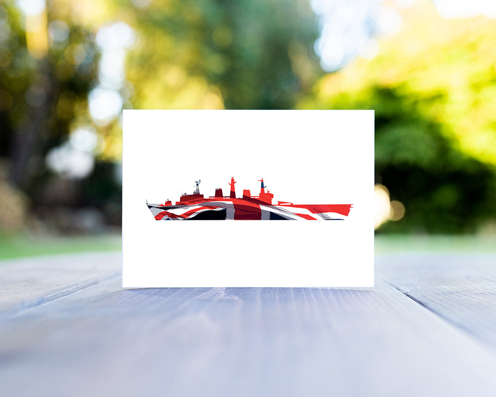 Albion Class Union Flag greeting card. HMS ALBION and HMS BULWARK.