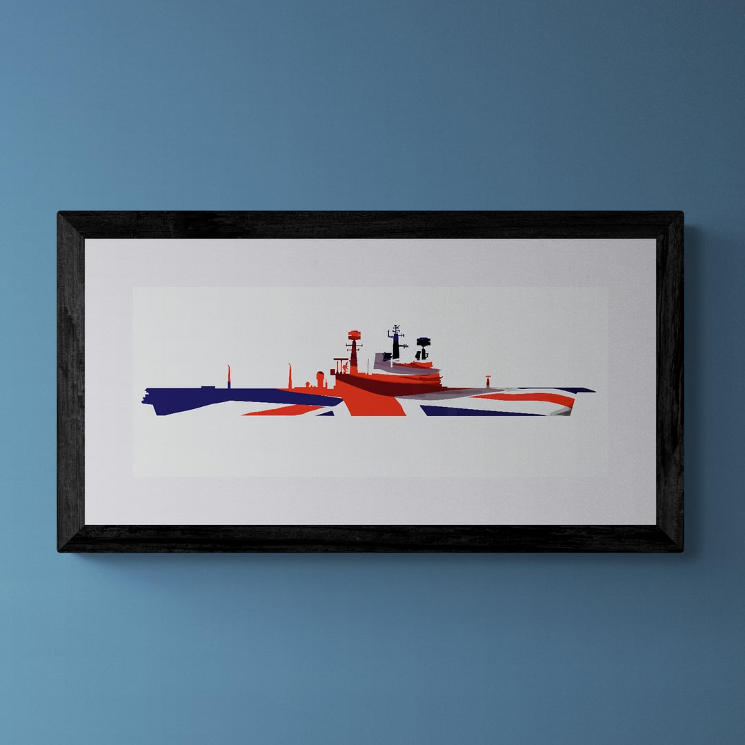 HMS Ark Royal (R09) Audacious Class Aircraft Carrier Union Flag Print