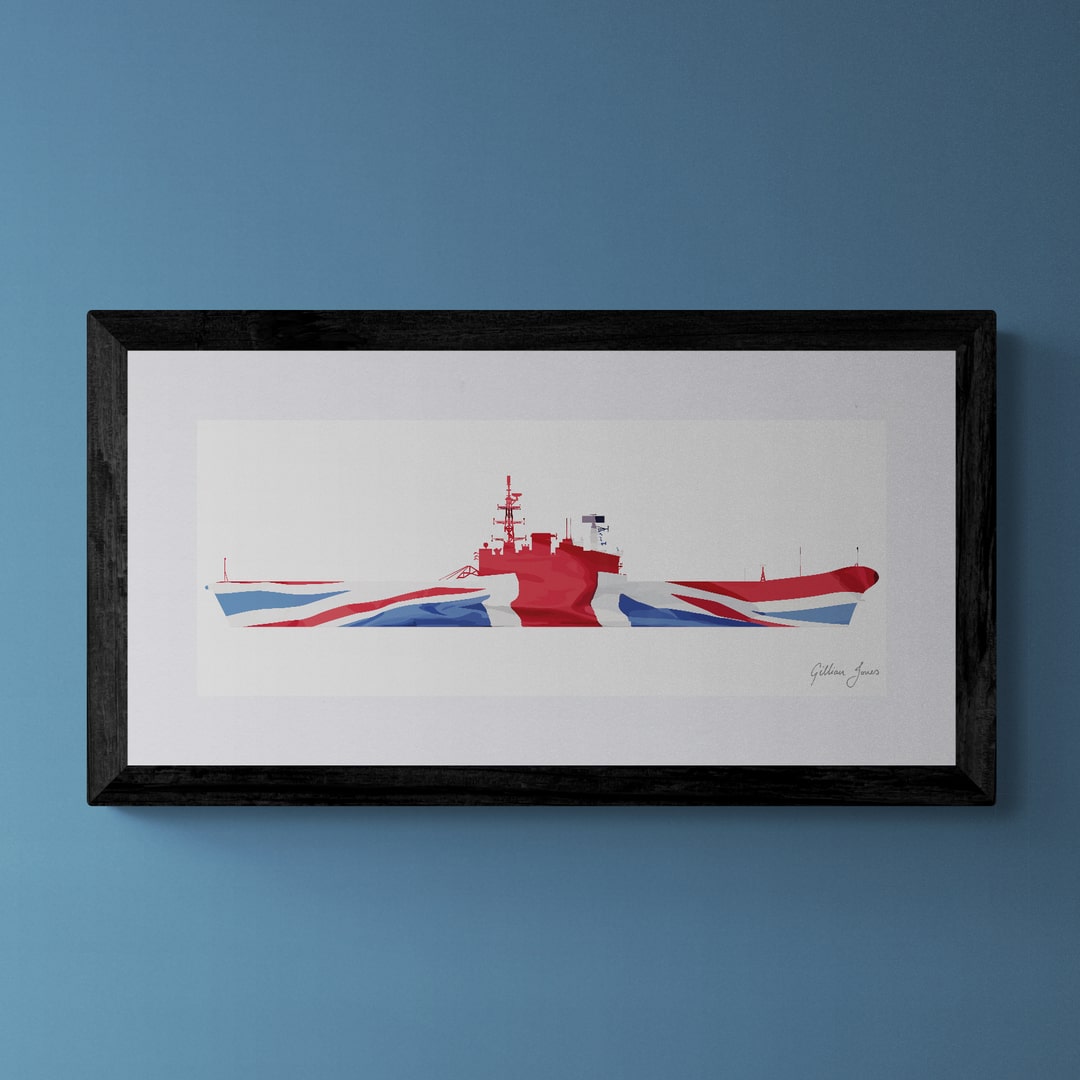 HMS HERMES (R12) 1981 Union Flag Print