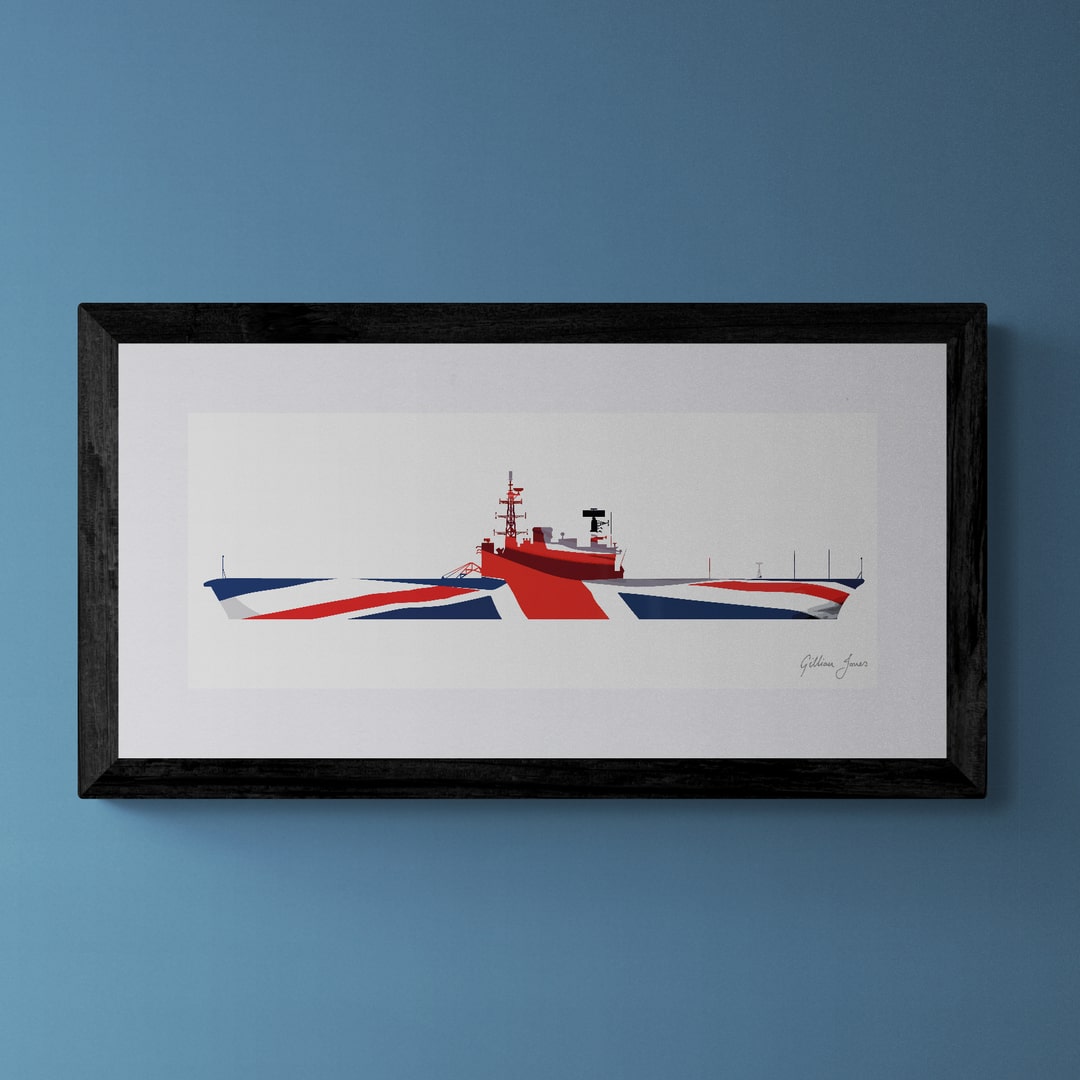 HMS HERMES (R12) Pre-Ramp Union Flag Print