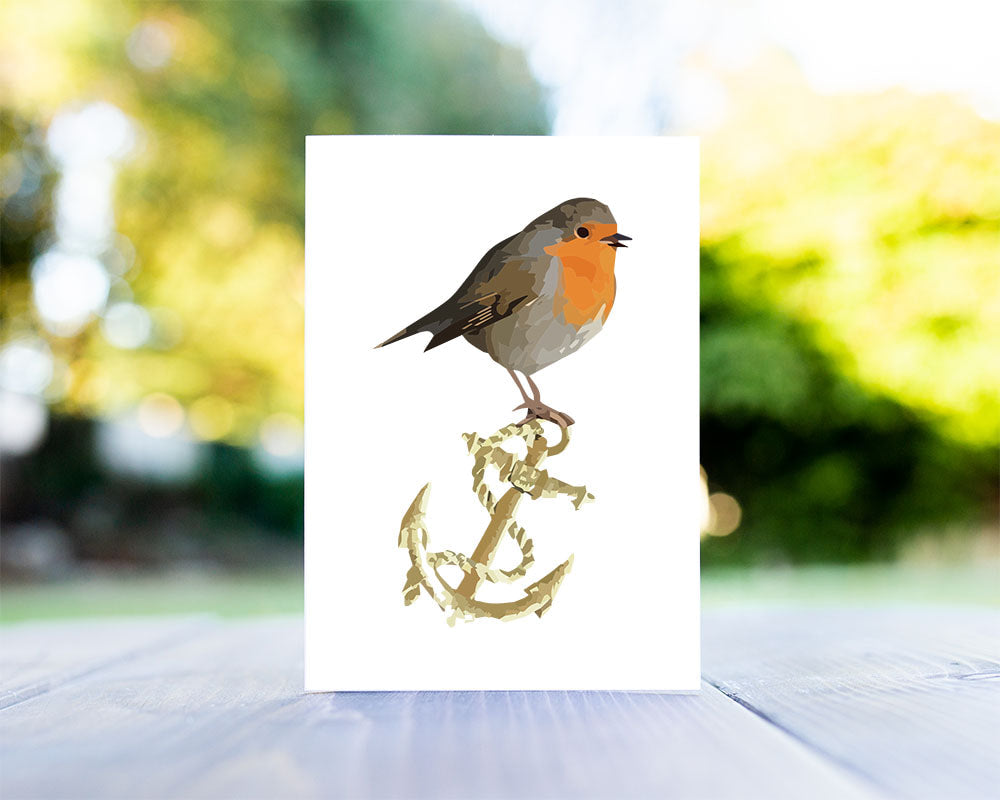 Robin & Anchor Christmas Card