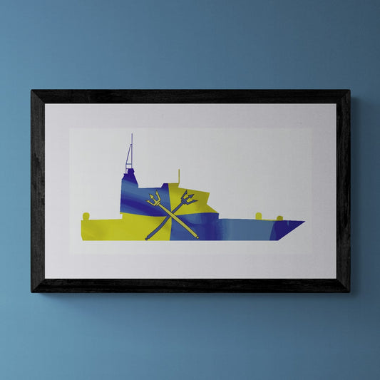 Archer Class P2000 Coastal Forces Squadron print by Gillian Jones. Royal Navy ship.