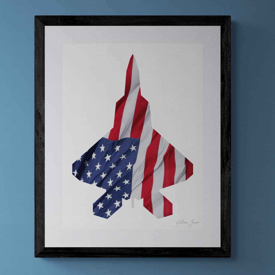 F-22 Raptor US Flag Print