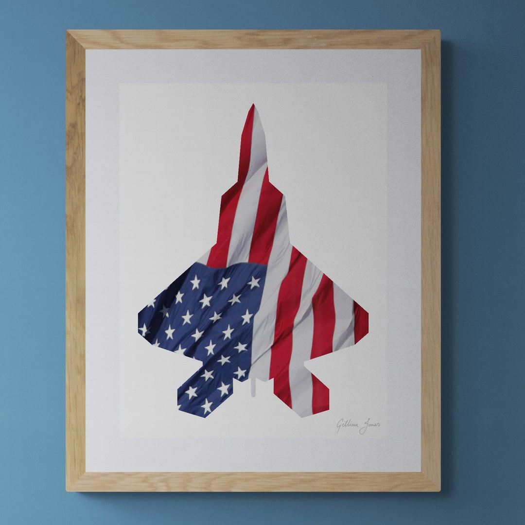 F-22 Raptor US Flag Print