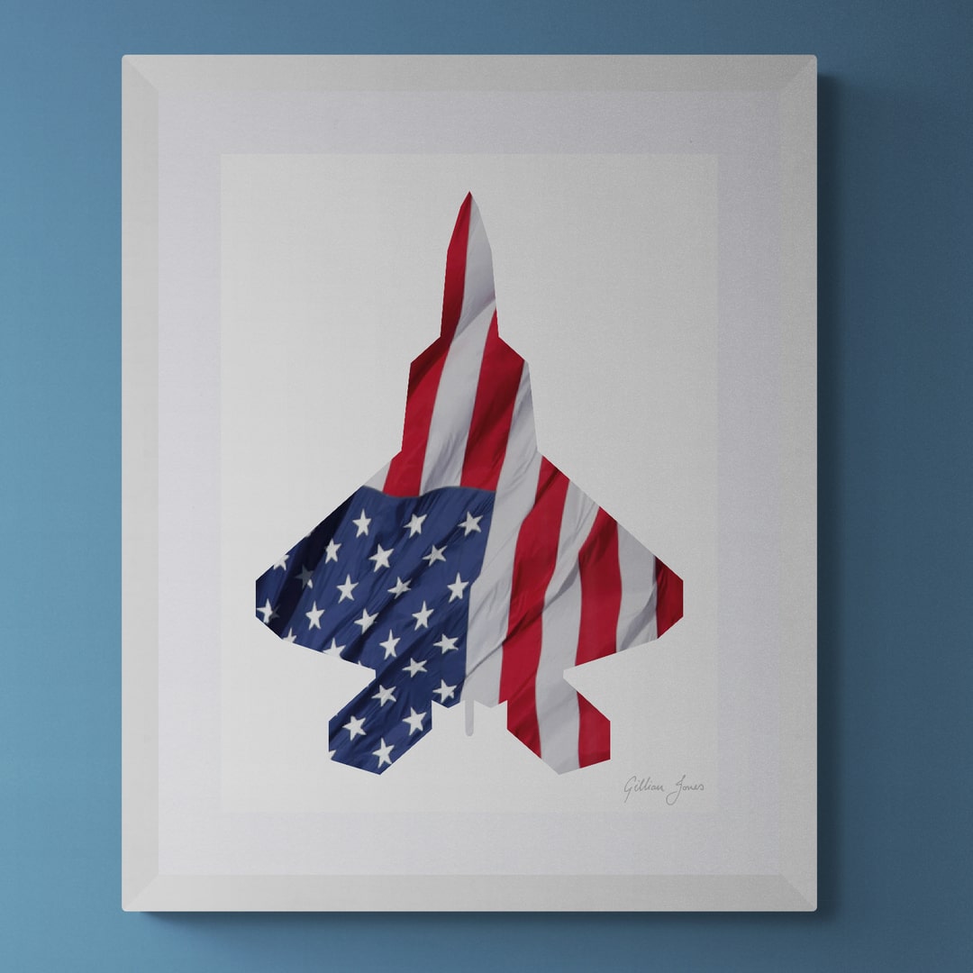 F-22 Raptor US Flag Print