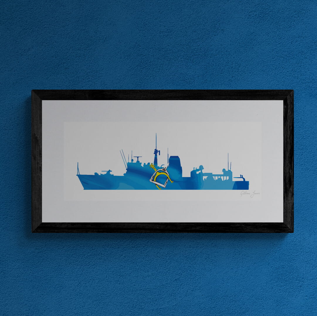 HMS Chiddingfold Silhouette Print