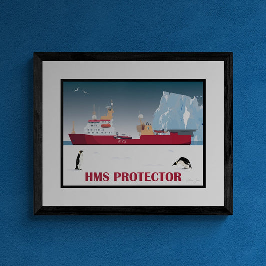 HMS Protector & The Penguins Print