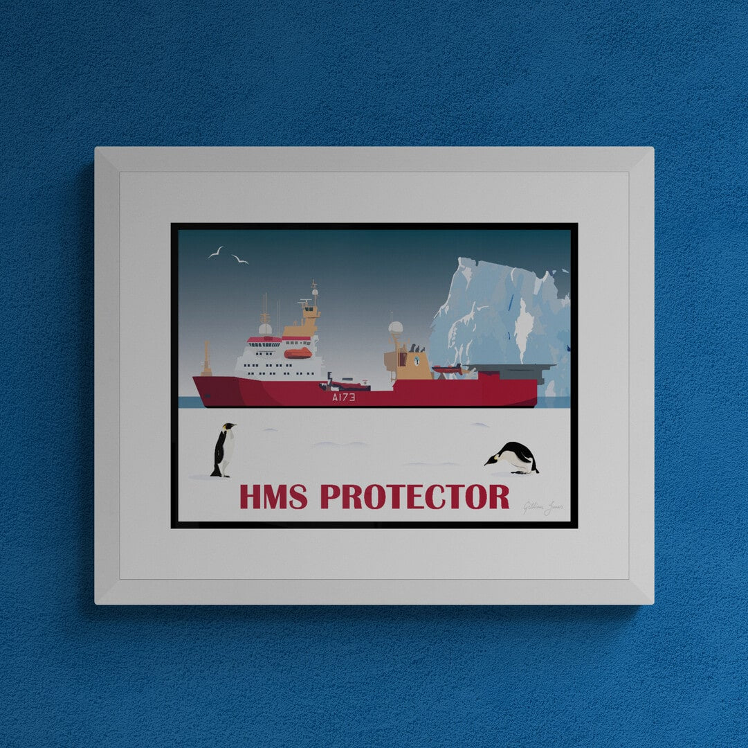 HMS Protector & The Penguins Print