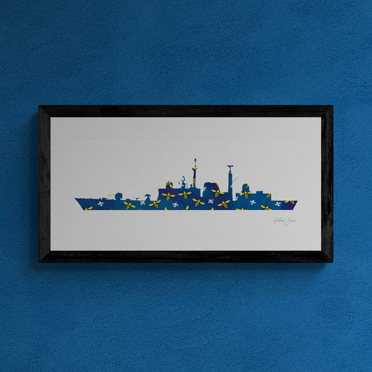 HMS Manchester (D95) Bees & Fleur de Lis Print