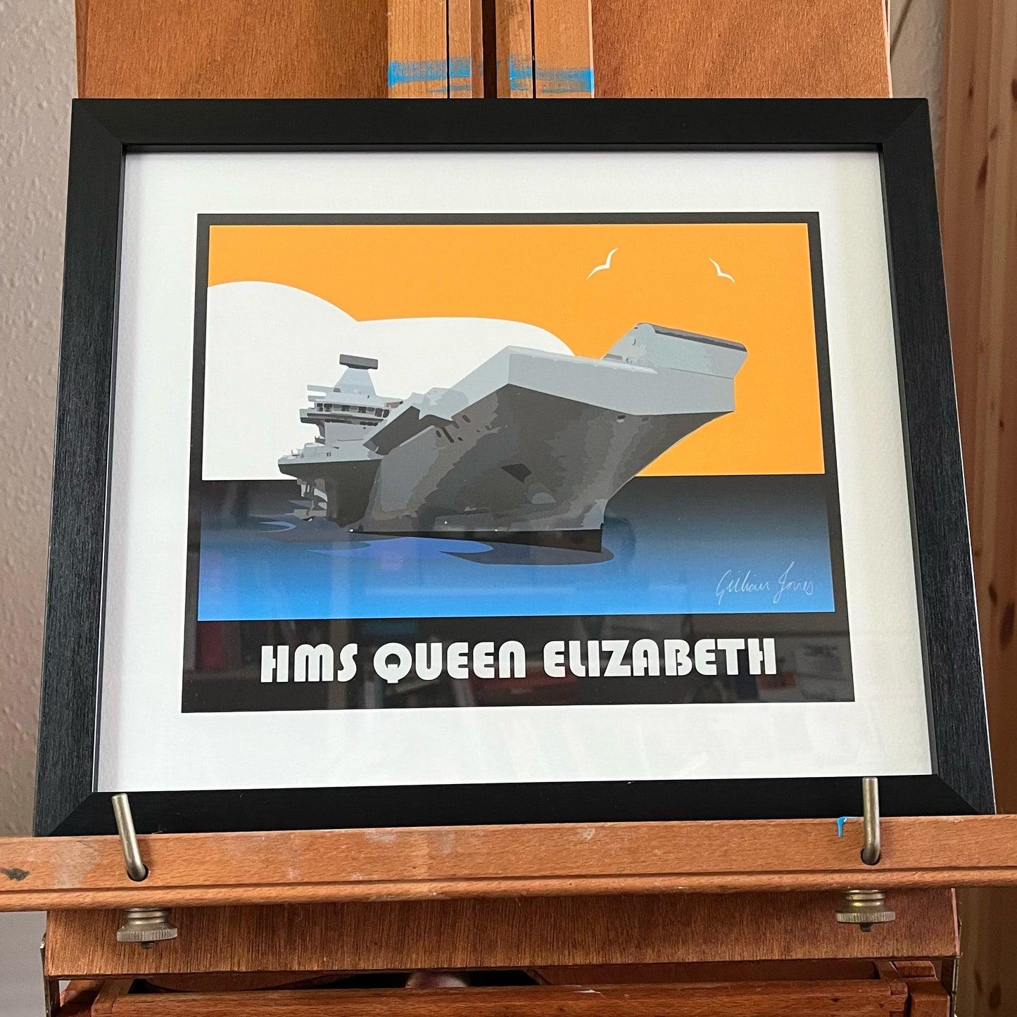 HMS Queen Elizabeth Retro Framed Print