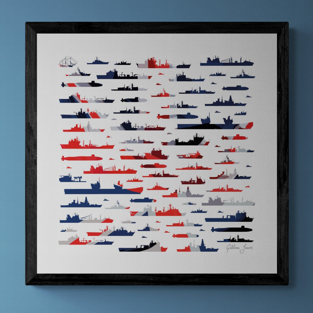 Rn Rfa Ships RN & RFA Fleet 2023 Union Flag Limited Edition Print – Gillian Jones ...