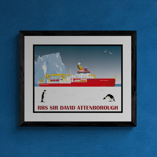 RRS Sir David Attenborough & The Penguins Print