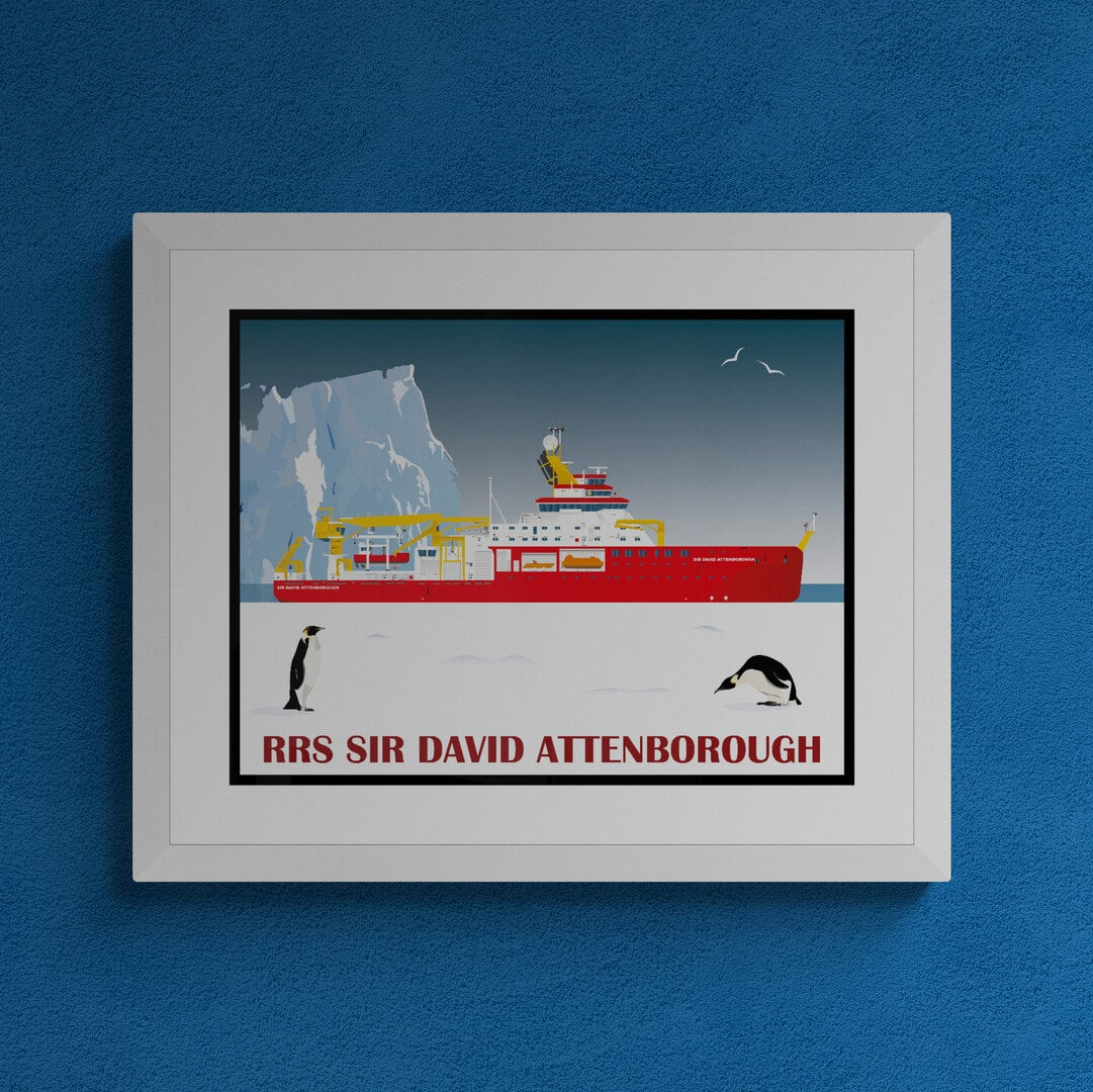 RRS Sir David Attenborough & The Penguins Print