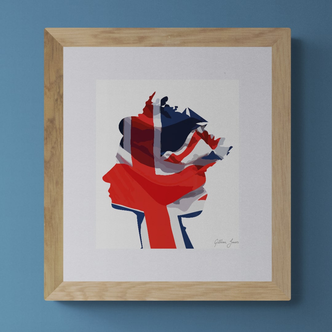 HM Queen Elizabeth II Union Flag Print