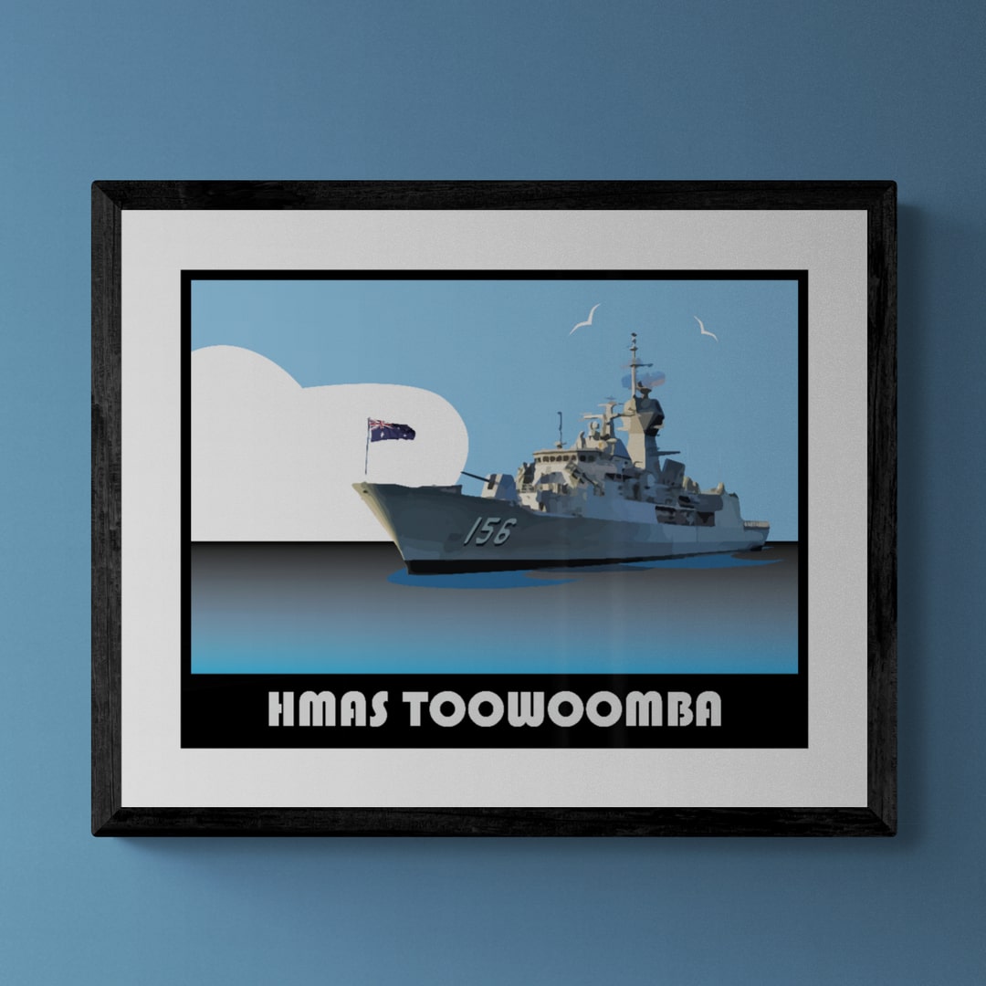 Anzac Class Retro Print by Gillian Jones. Royal Australian Navy.