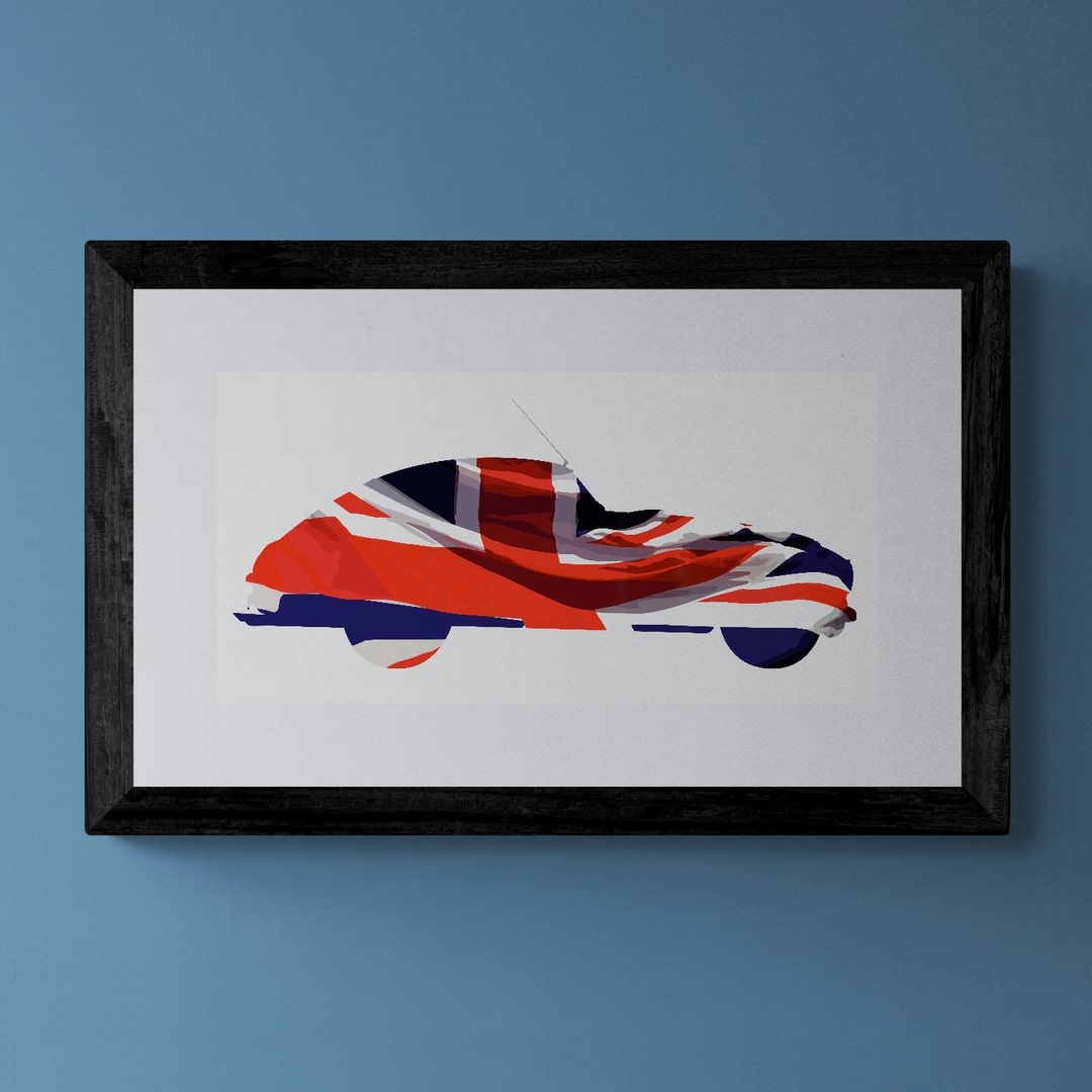 Aston Martin DB2/4 Union Flag print by Gillian Jones. British automobile.