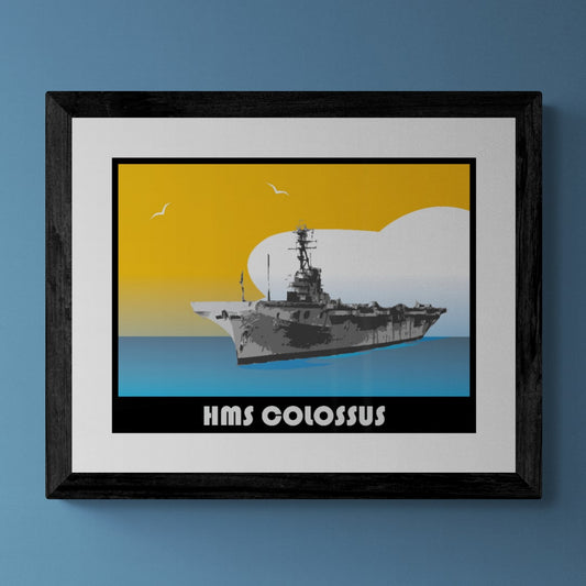 Colossus Class British Light Fleet Carrier Retro Print