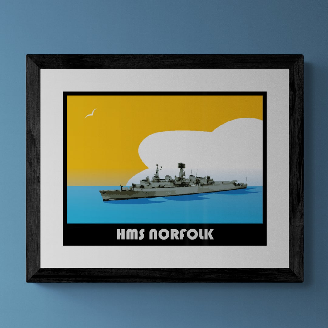 County Class Destroyer Retro Print