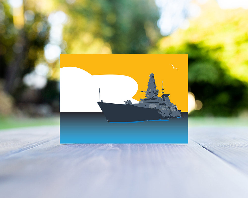 Daring Class Type 45 Destroyer Retro Greeting Card