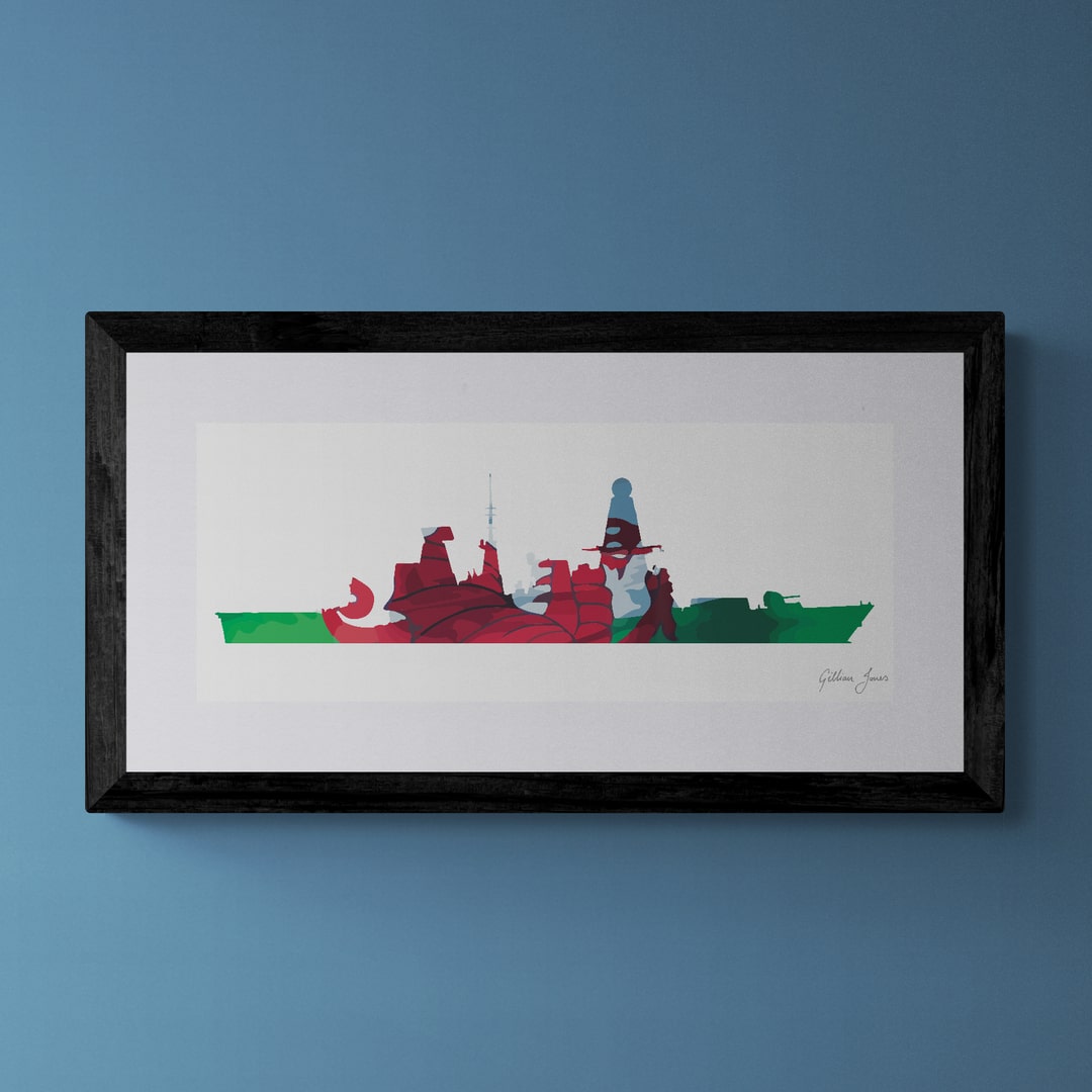 HMS Dragon Welsh Flag Print