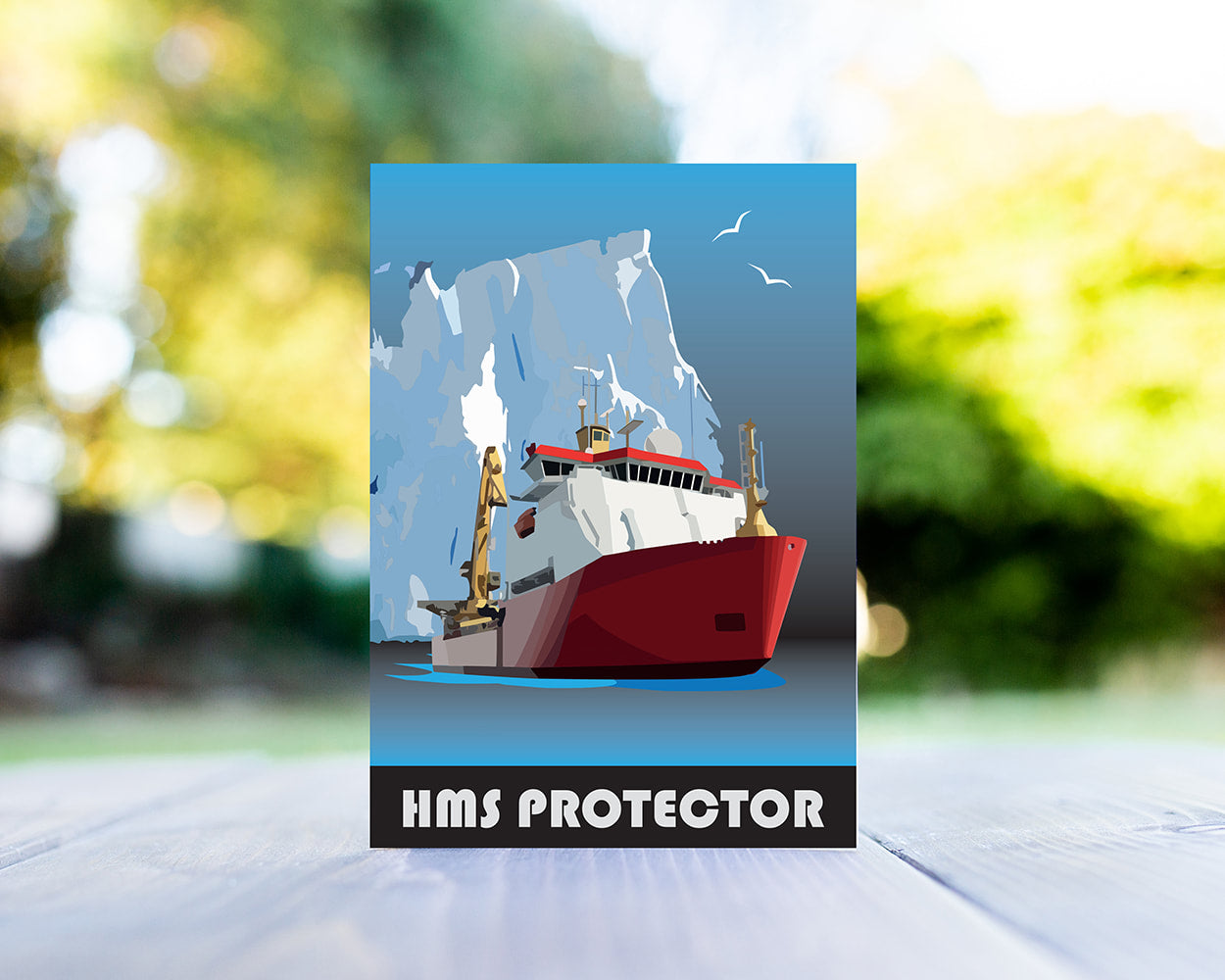 HMS Protector Retro Greeting Card