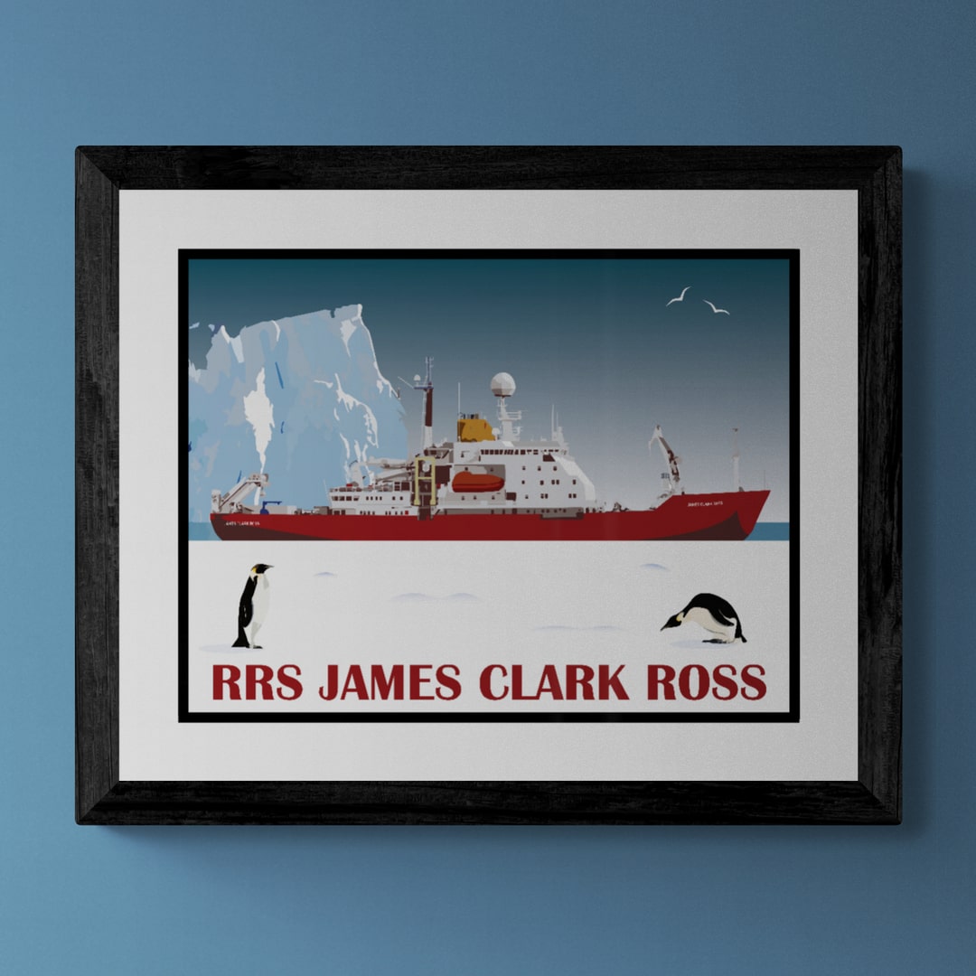 RRS James Clark Ross & The Penguins Print