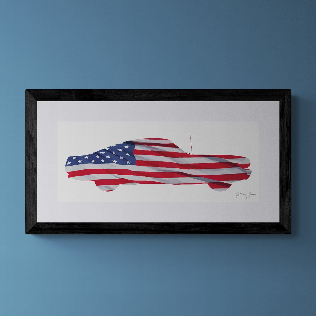 Mustang 1965 Fastback Stars and Stripes Print