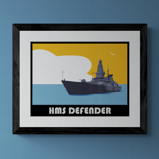 Daring Class Type 45 Destroyer Retro Print