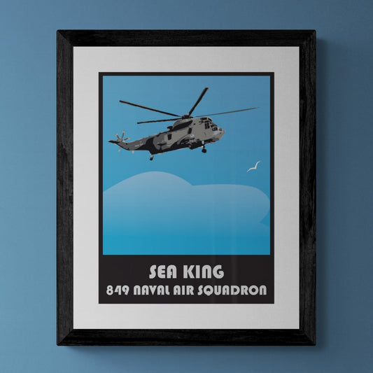 Sea King Helicopter Retro Print