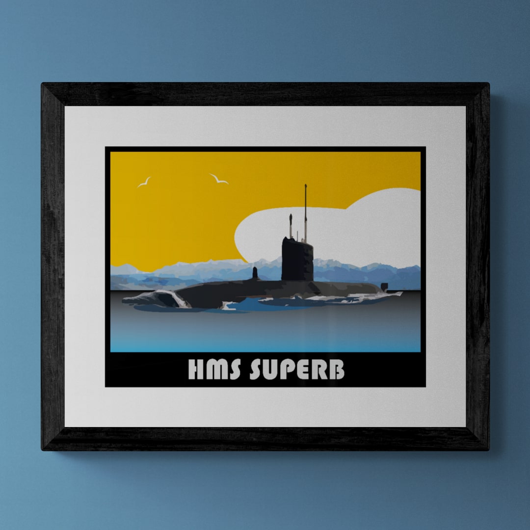 Swiftsure Class Submarine Retro Print